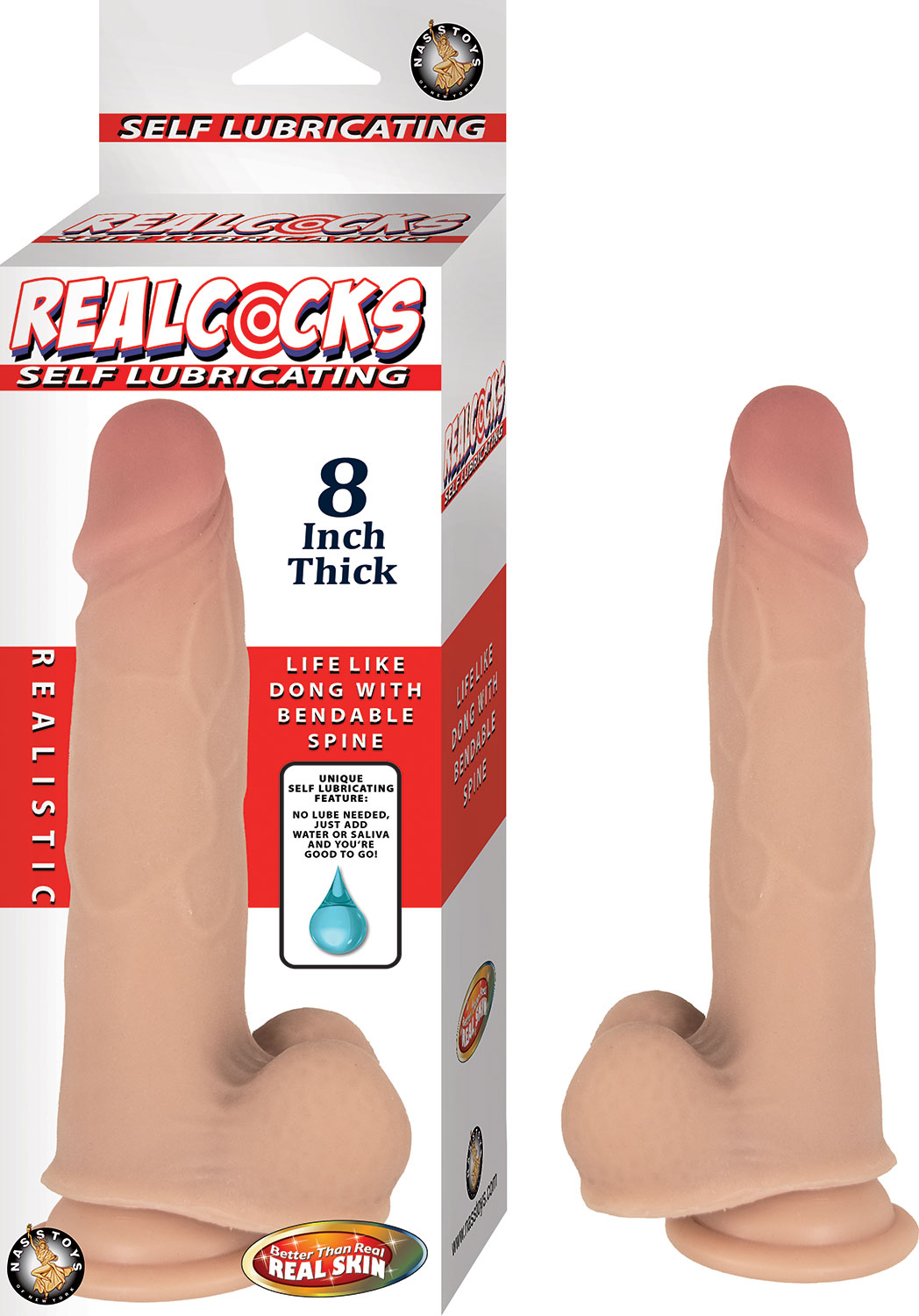 Nasstoys - Realcocks Self Lubricating 8 Inch Thick - White - Dildos