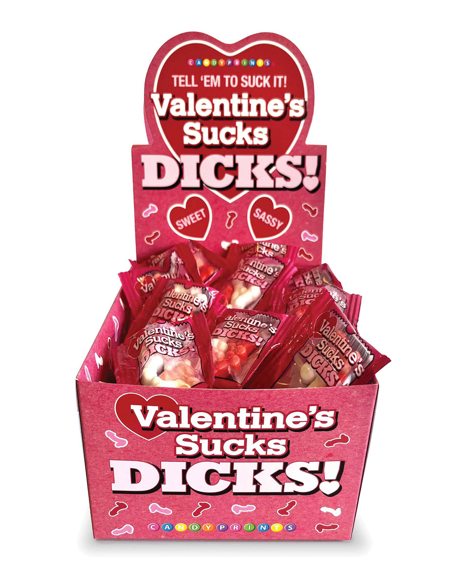 Little Genie - Valentine’s Sucks Dicks Candy- Display of 100 Ct. - Displays-Bowls & Wall Displays