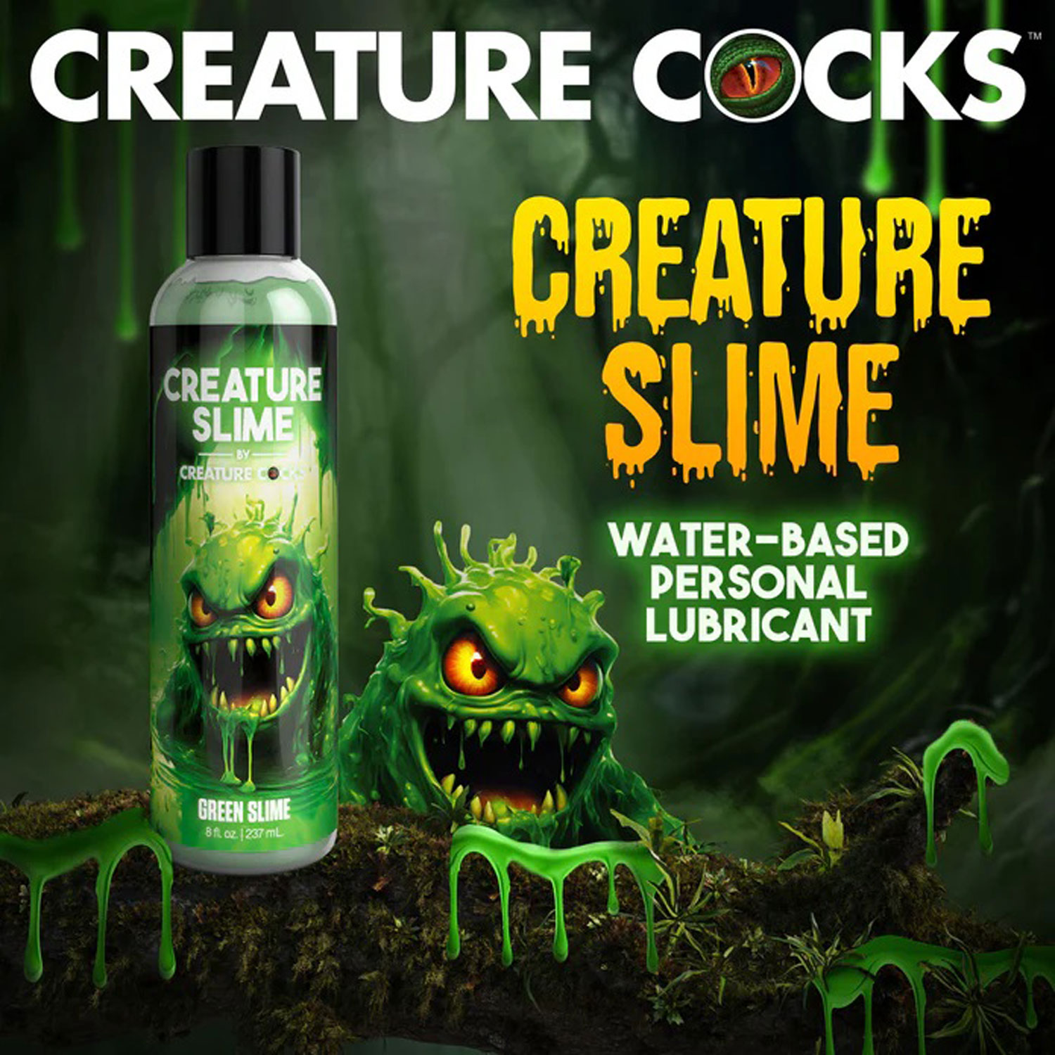 XR Brands - 8oz Creature Slime Green Slime Water-Based - Lubricant - Lubricants, Creams & Glides