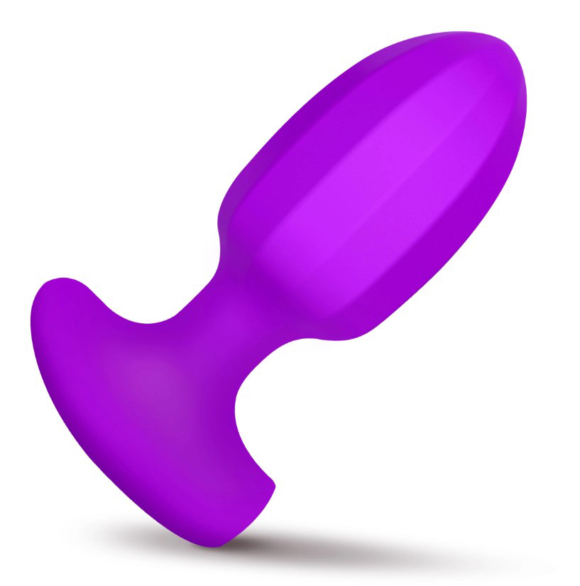 XR Brands - Ribbed Vibrating Silicone Butt Plug - Purple - Anal Toys & Stimulators