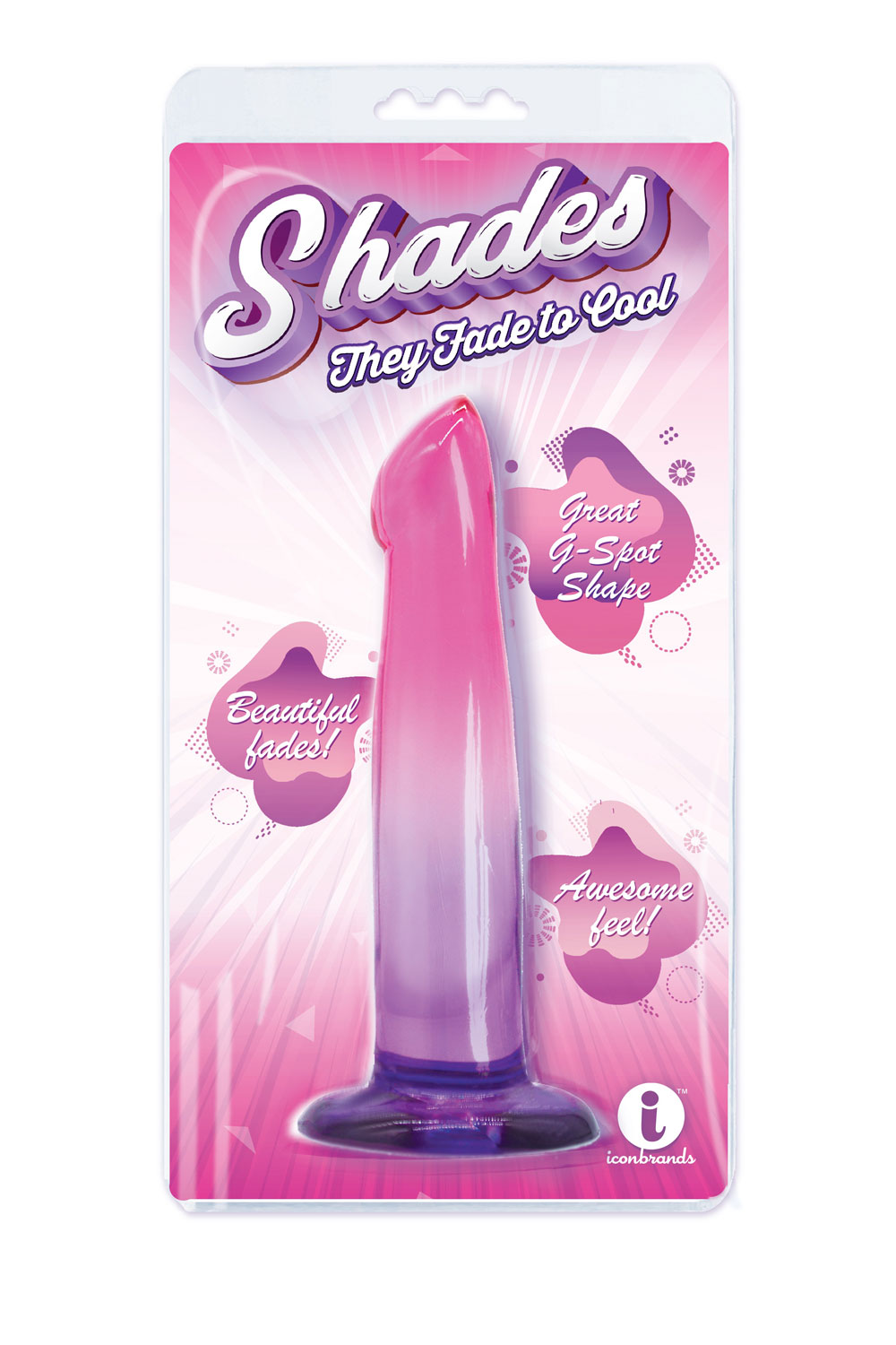 Icon Brands - Shades G-Spot 6.25 in. Dildo Pink/Purple - Dildos - TPE/TPR/Elastomers