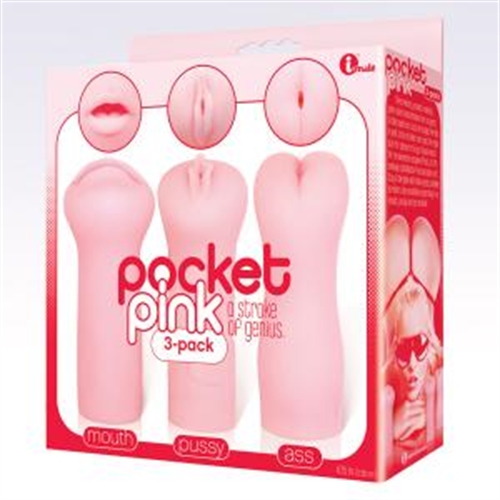 Icon Brands - Pocket Pink - 3 Pack - Masturbation Aids for Males