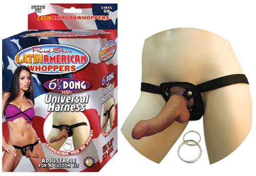 Nasstoys - All American Whoppers 6.5-Inch-Dong With Universal Harness Latin - Harnesses & Strap-Ons