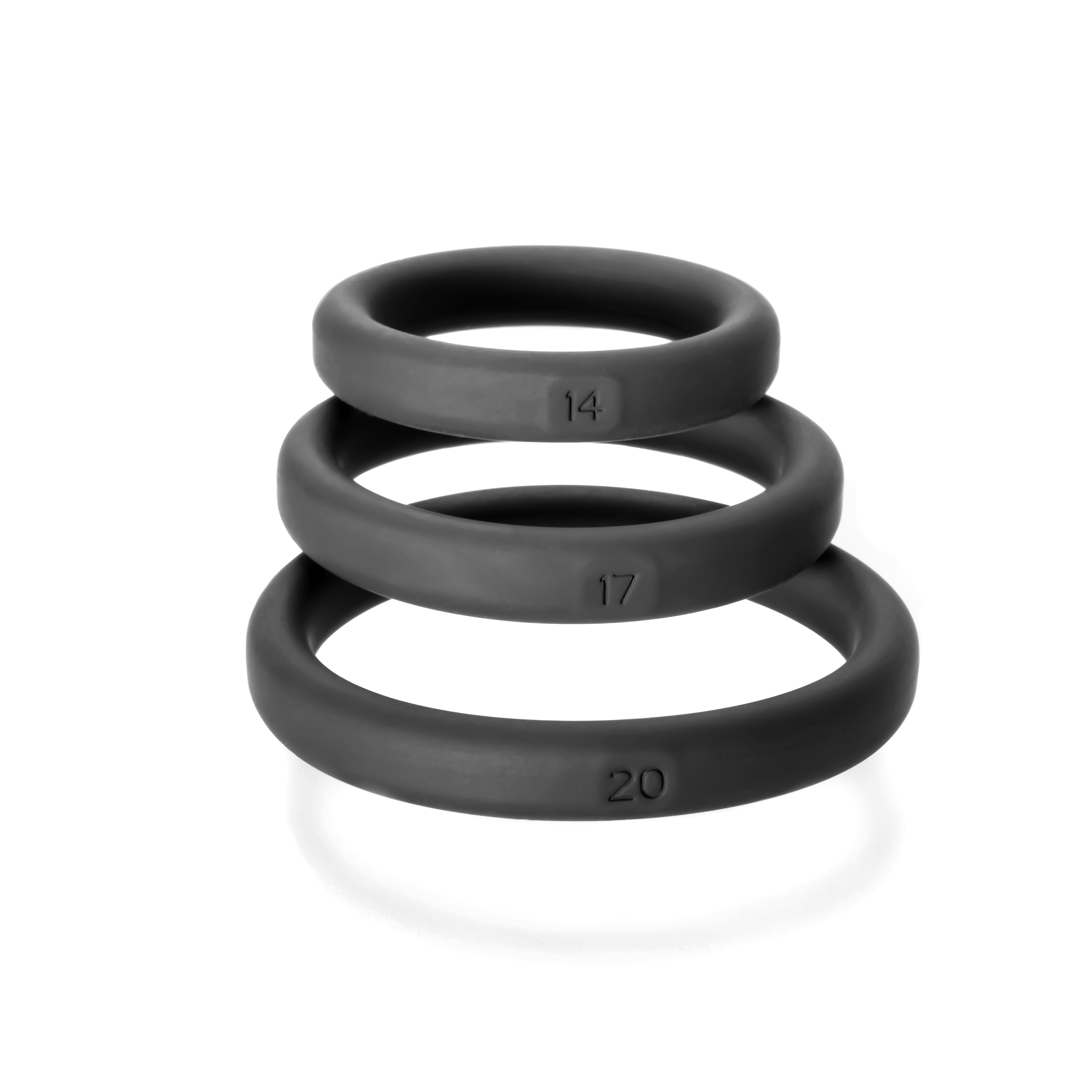 Perfect Fit - Curve Toys Perfect Fit Xact-Fit 3-Piece Premium Silicone Rings (#14, #17, #20) Black - Cockrings - Silicone
