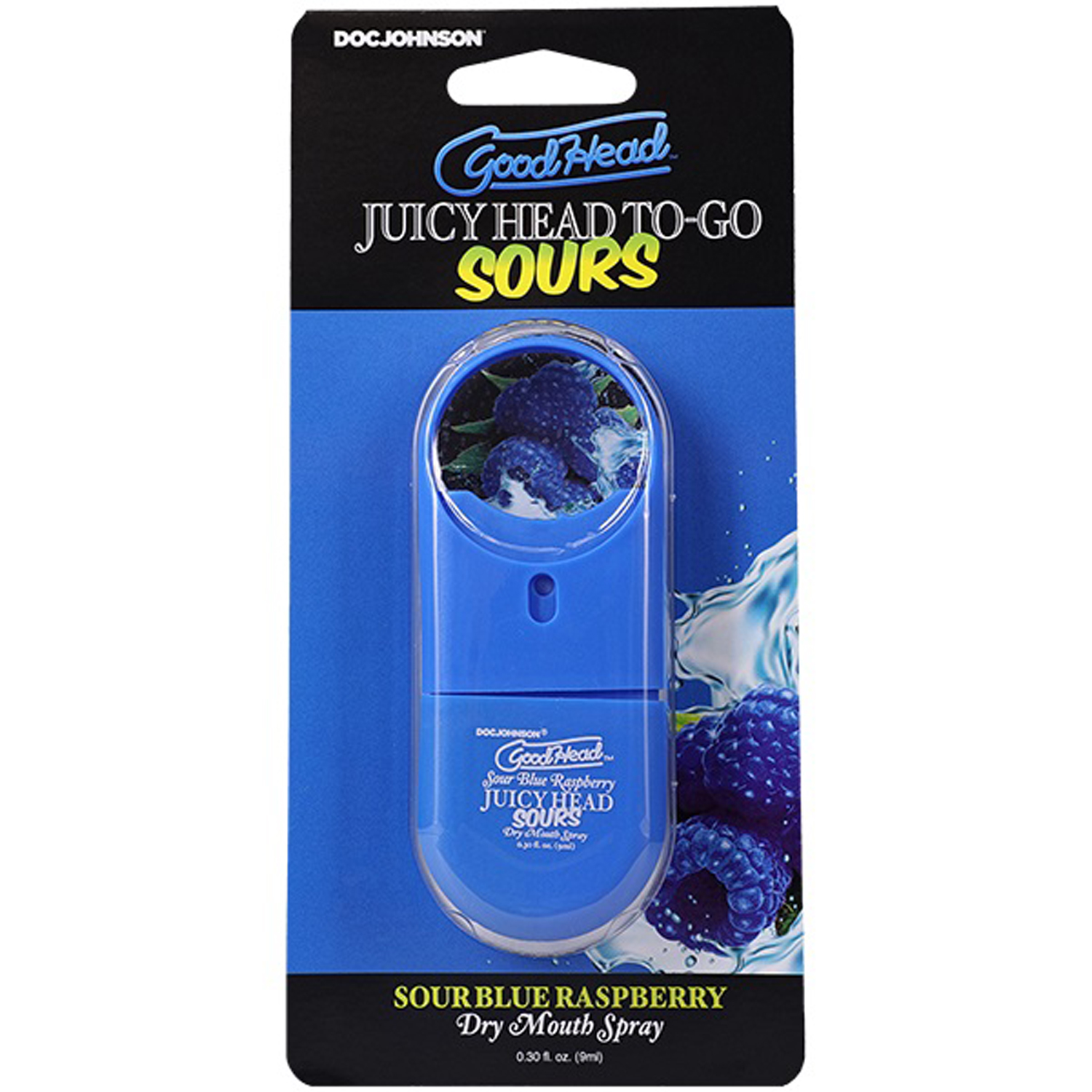 Doc Johnson - GoodHead Juicy Head Dry Mouth Spray To-Go Sour Blue Raspberry 0.3 oz. - Supplements & Enhancers - Liquid