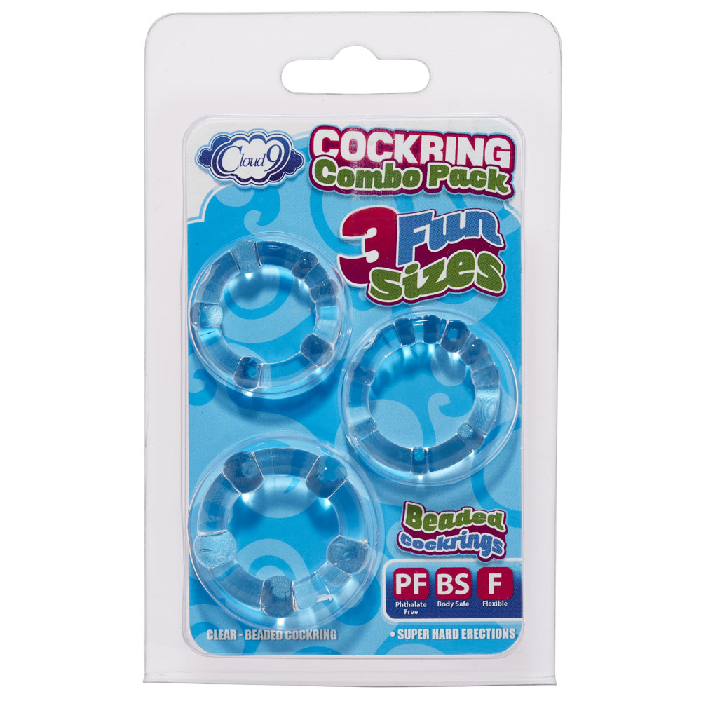 Cloud 9 Novelties - Cockring Combo Beaded - Clear - Cockrings