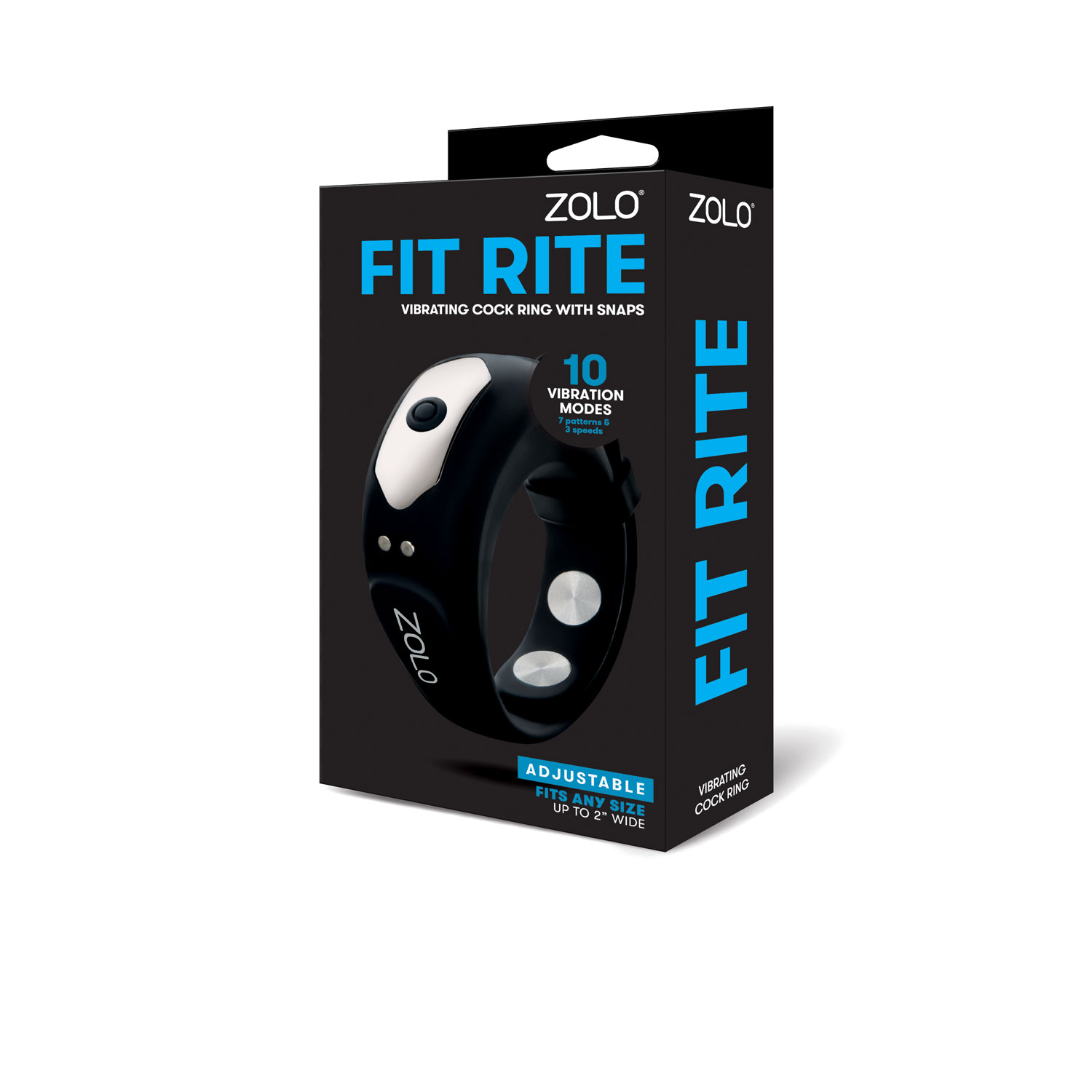XGEN - Zolo Fit Rite Vibrate Cock Ring with Snaps - Black - Cockrings