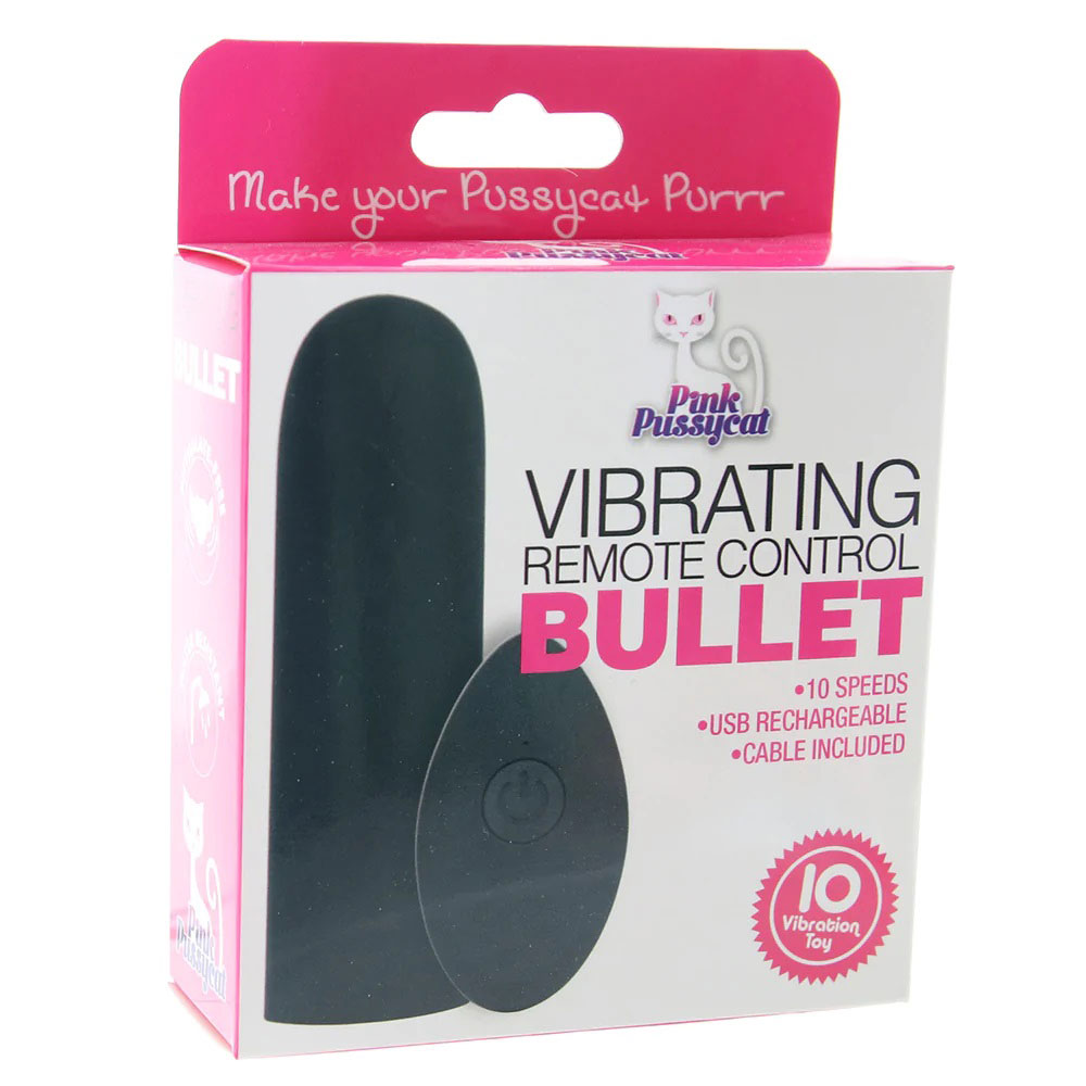 Cousins Group - Pink Pussycat Vibrating Remote Control Bullet - Black - Clit Stimulators