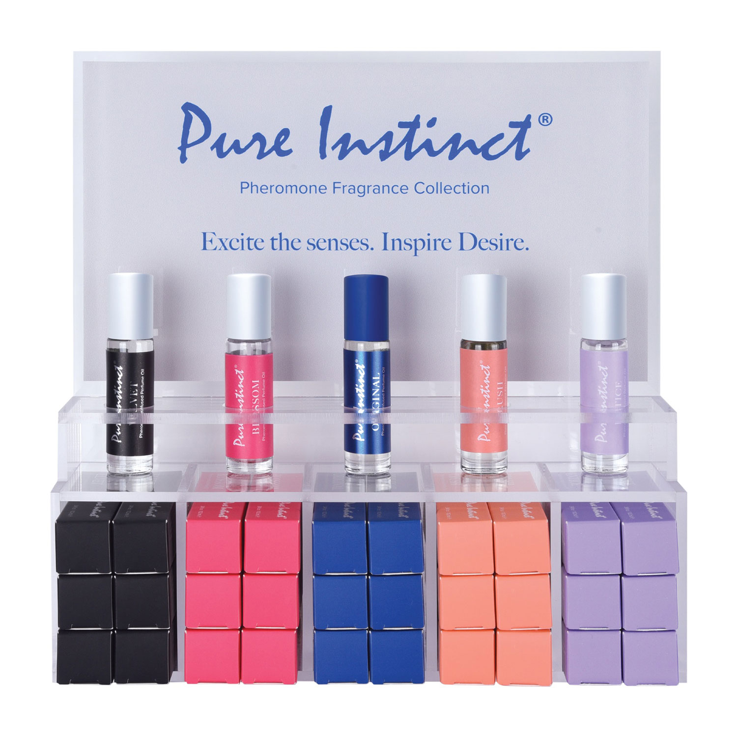 Classic Brands - Pure Instinct Pheromone Perfume Oil Roll on 10.2 ml Acrylic Display With Testers and Product 36 Pieces - Bath & Body