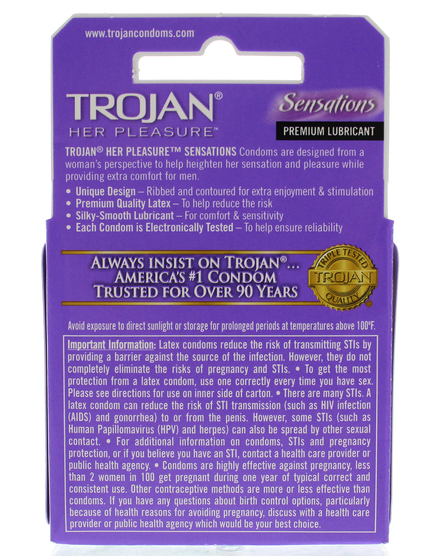 Paradise Marketing - Trojan Her Pleasure Sensations Lubricated Condoms - 3 Pack - Condoms
