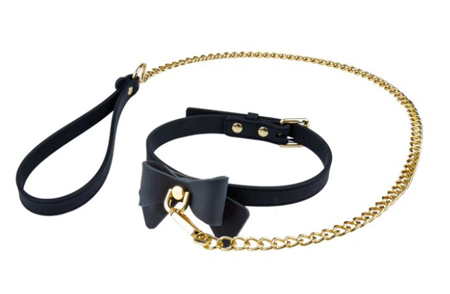 Blush - Temptasia Ardor - Collar and Leash - Black With Bow - Bondage & Fetish Toys