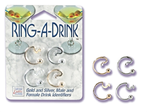 CalExotics - Ring a Drink Gold and Silver Male and Female Drink Identifiers - Novelties & Games