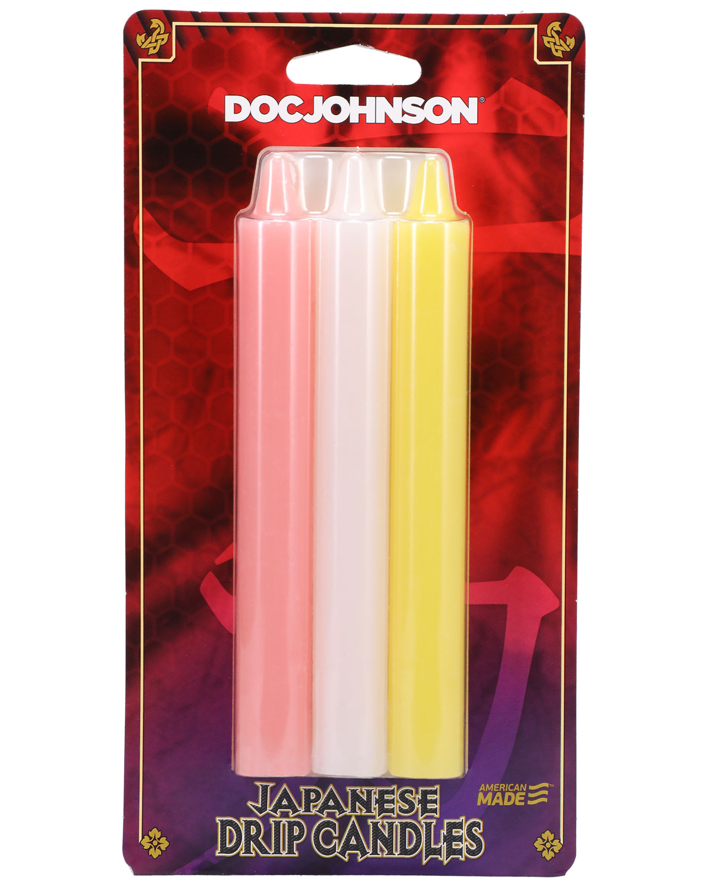 Doc Johnson - Japanese Drip Candles - 3 Pack - Pink, White, Yellow - Candles
