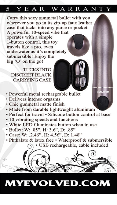 Evolved - Evolved Travel-Gasm Rechargeable Metal Bullet Vibrator With Carrying Case Gunmetal - Vibrators