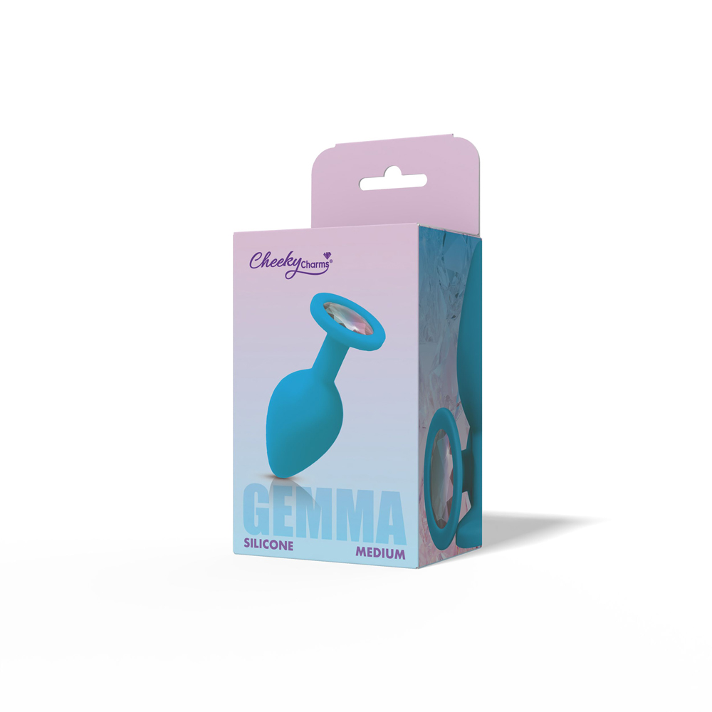 Viben - Gemma Clear Iridescent Gem Teal Silicone Plug - M - Anal Toys & Stimulators