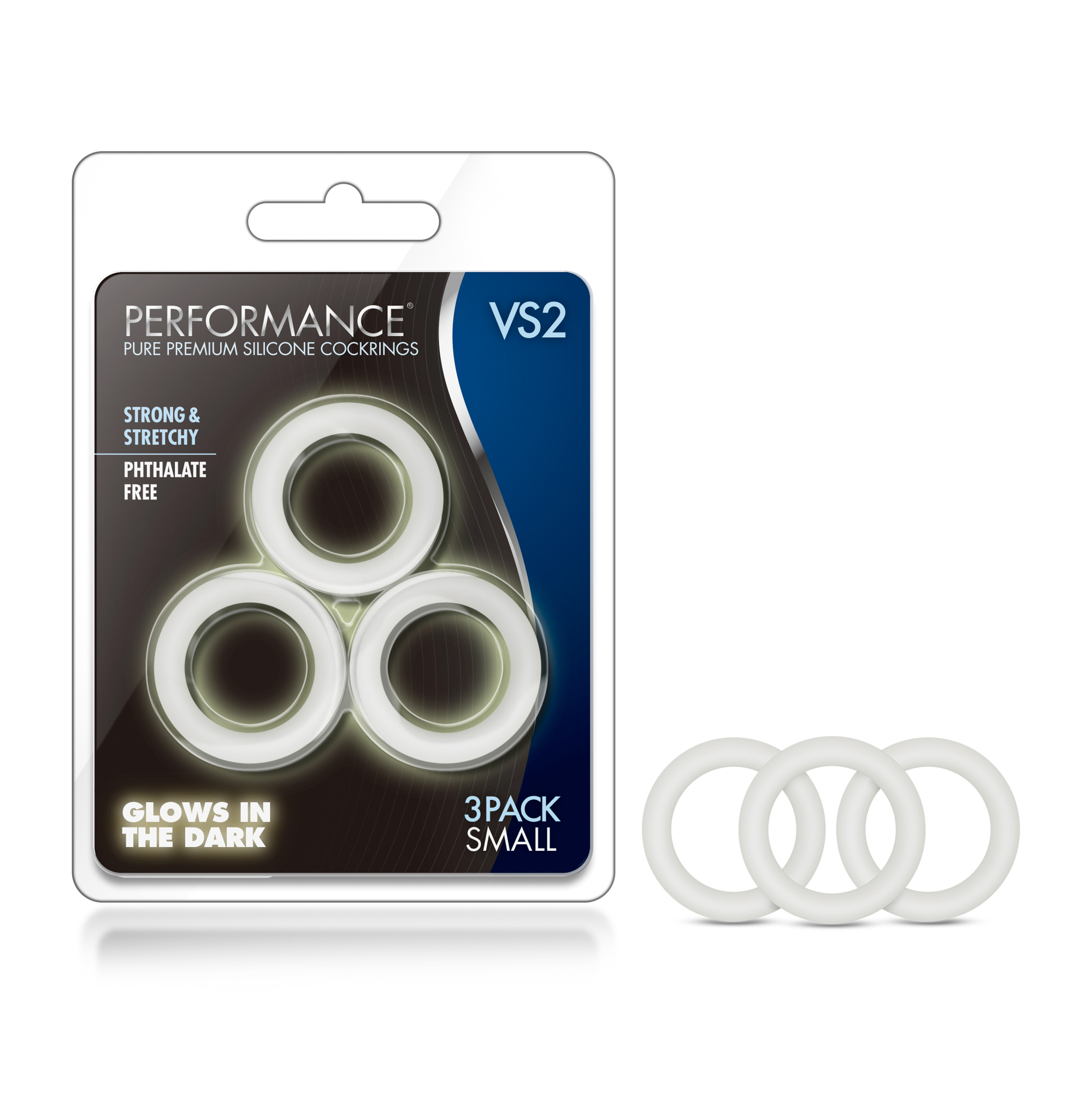 Blush - Performance VS2 Pure Premium Silicone Cockrings 3-Pack Small White - Cockrings - Silicone