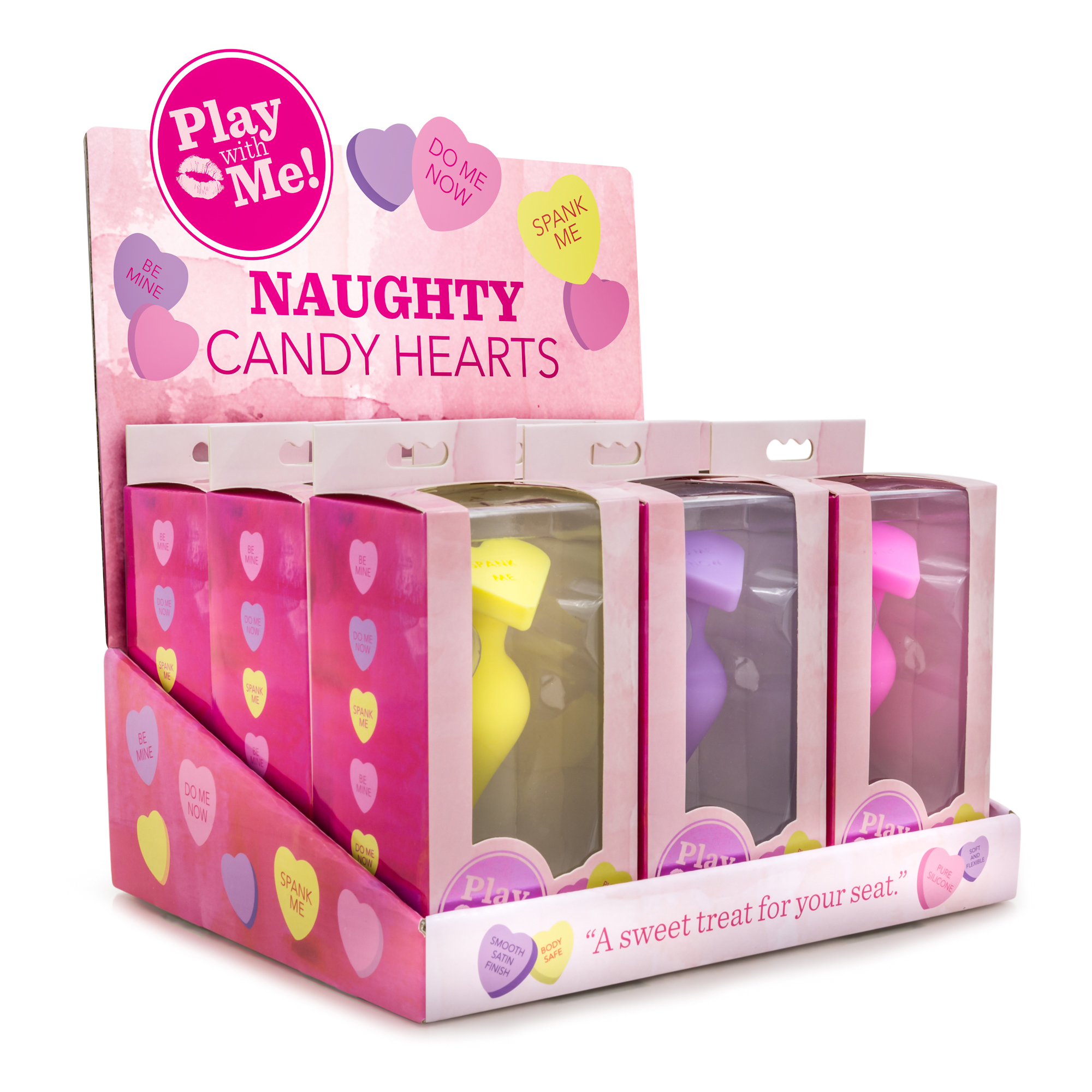 Blush - Naughty Candy Hearts Display - 9 Pieces - Assorted Colors - Anal Toys & Stimulators