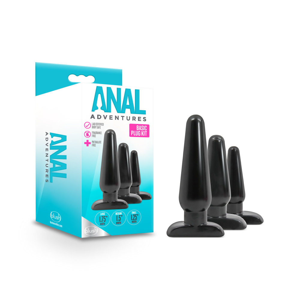 Blush - Anal Adventures - Basic Plug Kit - Black - Anal Toys & Stimulators
