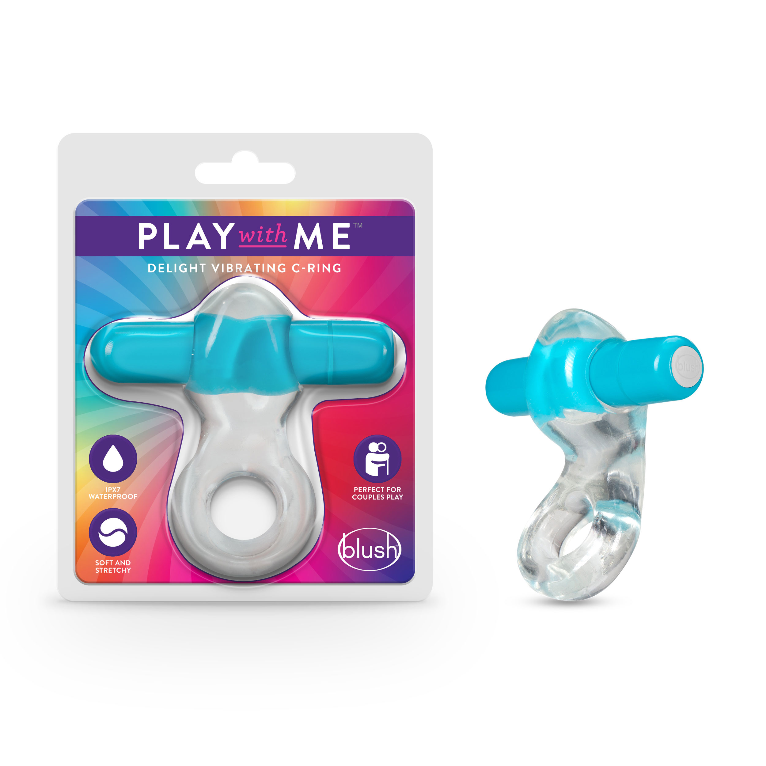 Blush - Play With Me – Delight Vibrating C-Ring - Blue - Cockrings