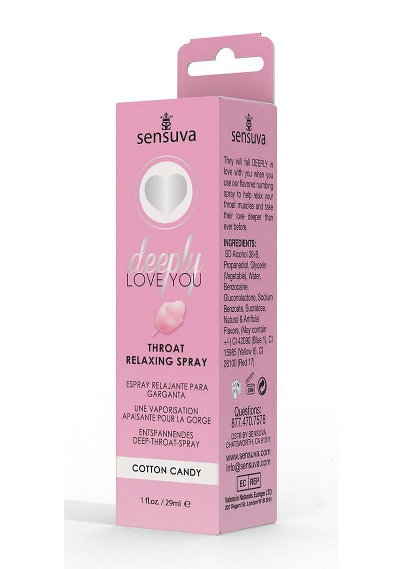 Sensuva - Deeply Love You Throat Relaxing Spray - 1 Fl. Oz. - Cotton Candy - Lubricants, Creams & Glides