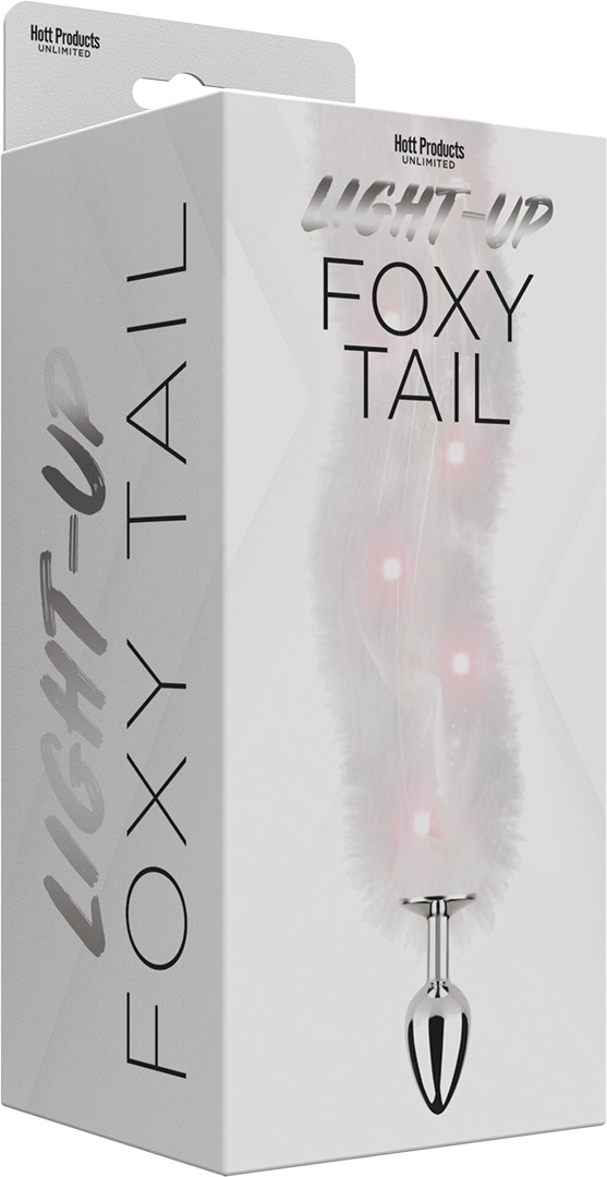 Hott Products - Foxy Tail - Light Up Faux Fur Butt Plug - White Plug - White - Anal Toys & Stimulators