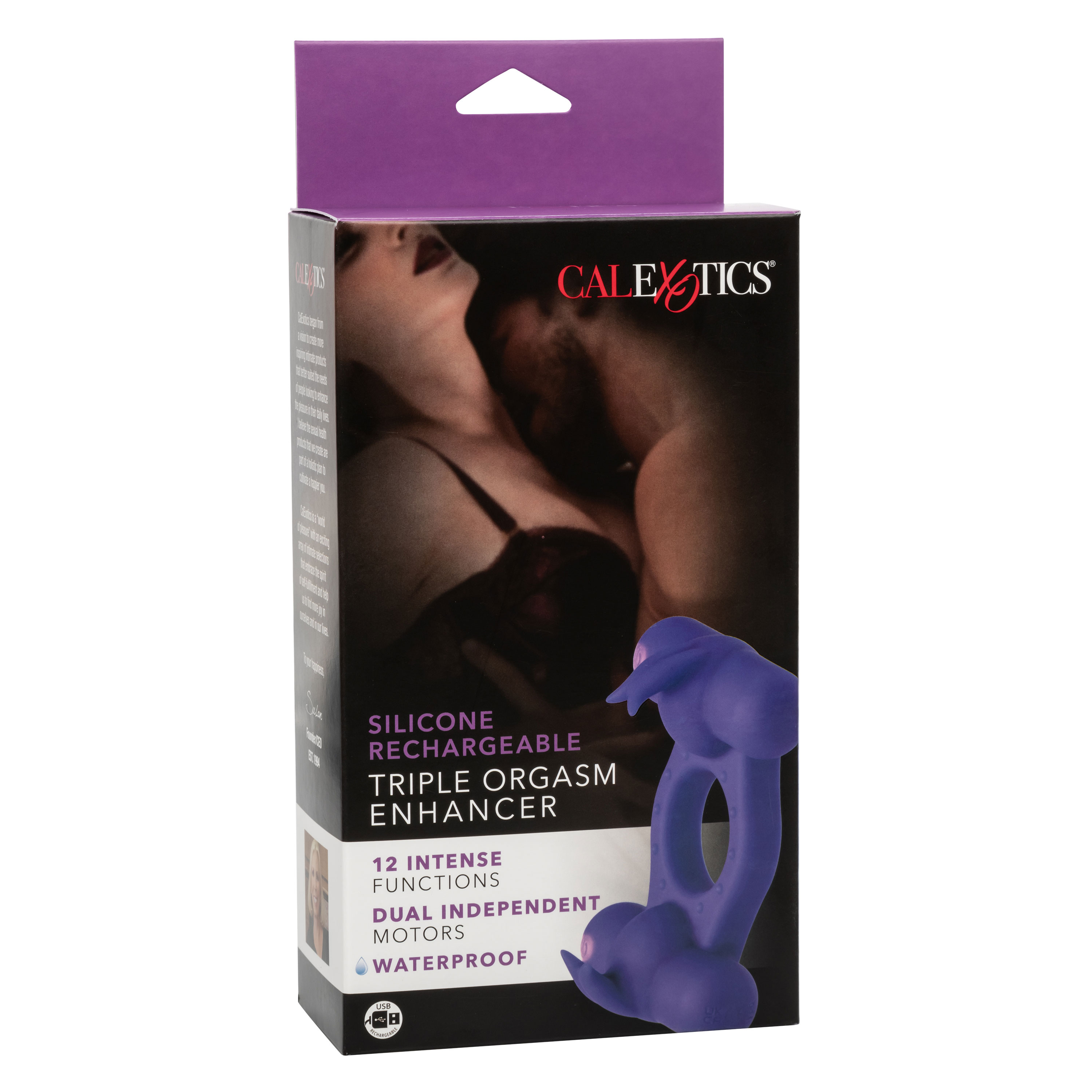 CalExotics - Silicone Rechargeable Triple Orgasm Enhancer - Purple - Cockrings