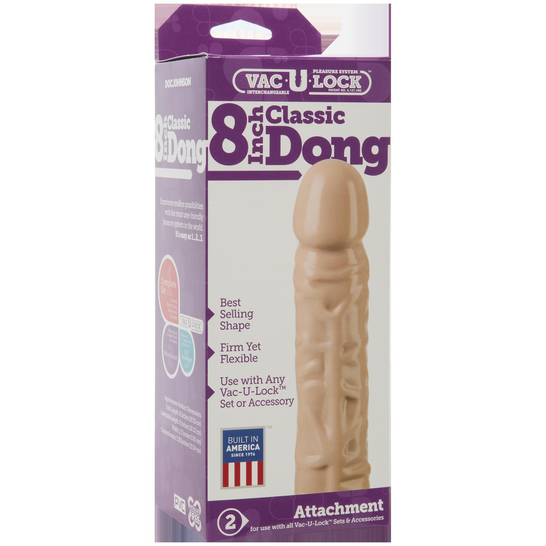 Doc Johnson - Vac-U-Lock 8 Inch Classic Dong - White - Dildos