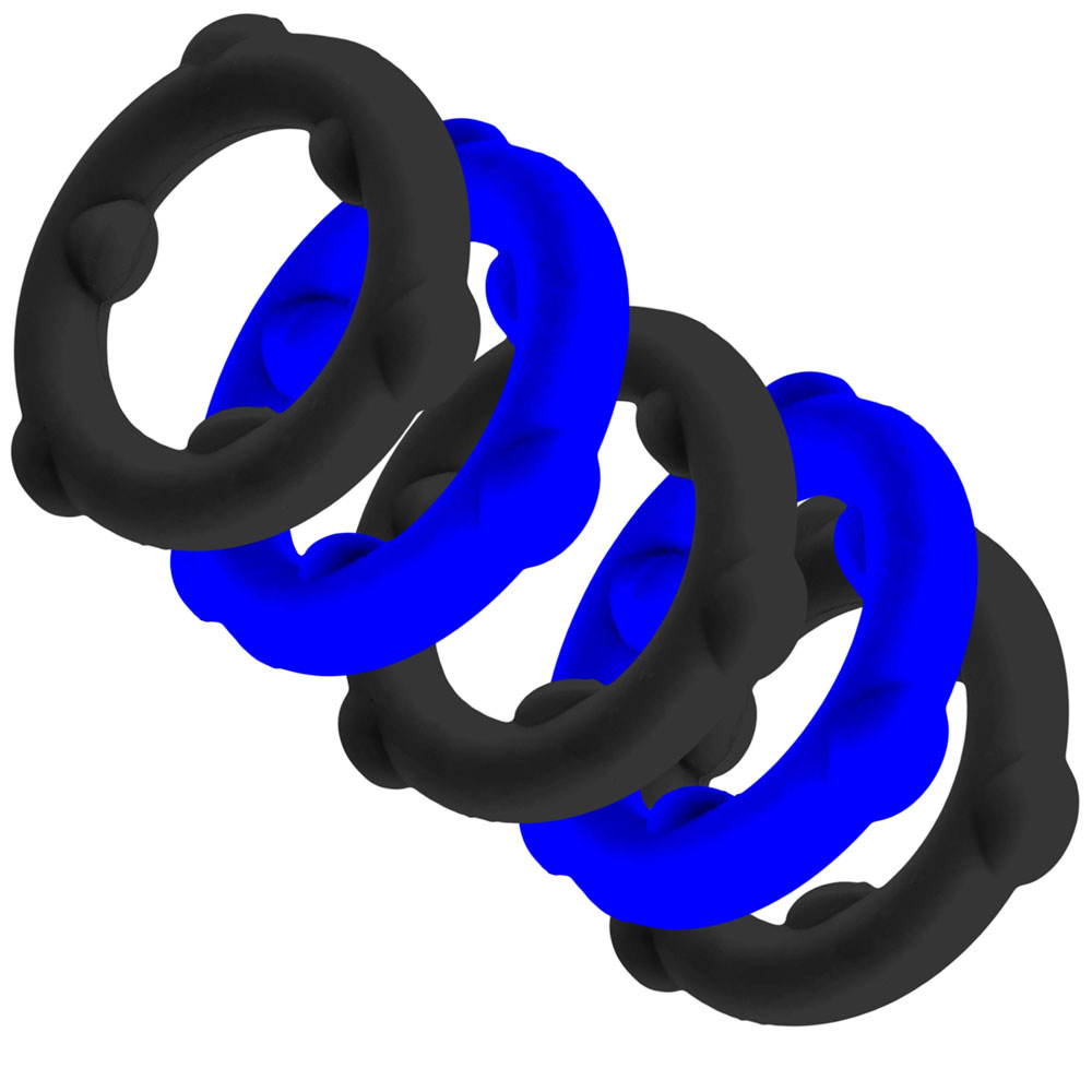 Oxballs - Gearheads 5 Pack Spinner Rings - Blue Black - Cockrings