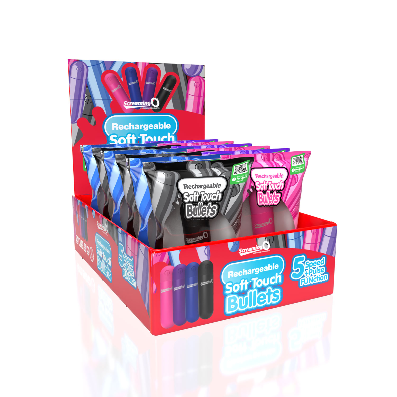 Screaming O - Screaming O Soft Touch Rechargeable Bullets - 12 Count Pop Display Box - Clit Stimulators