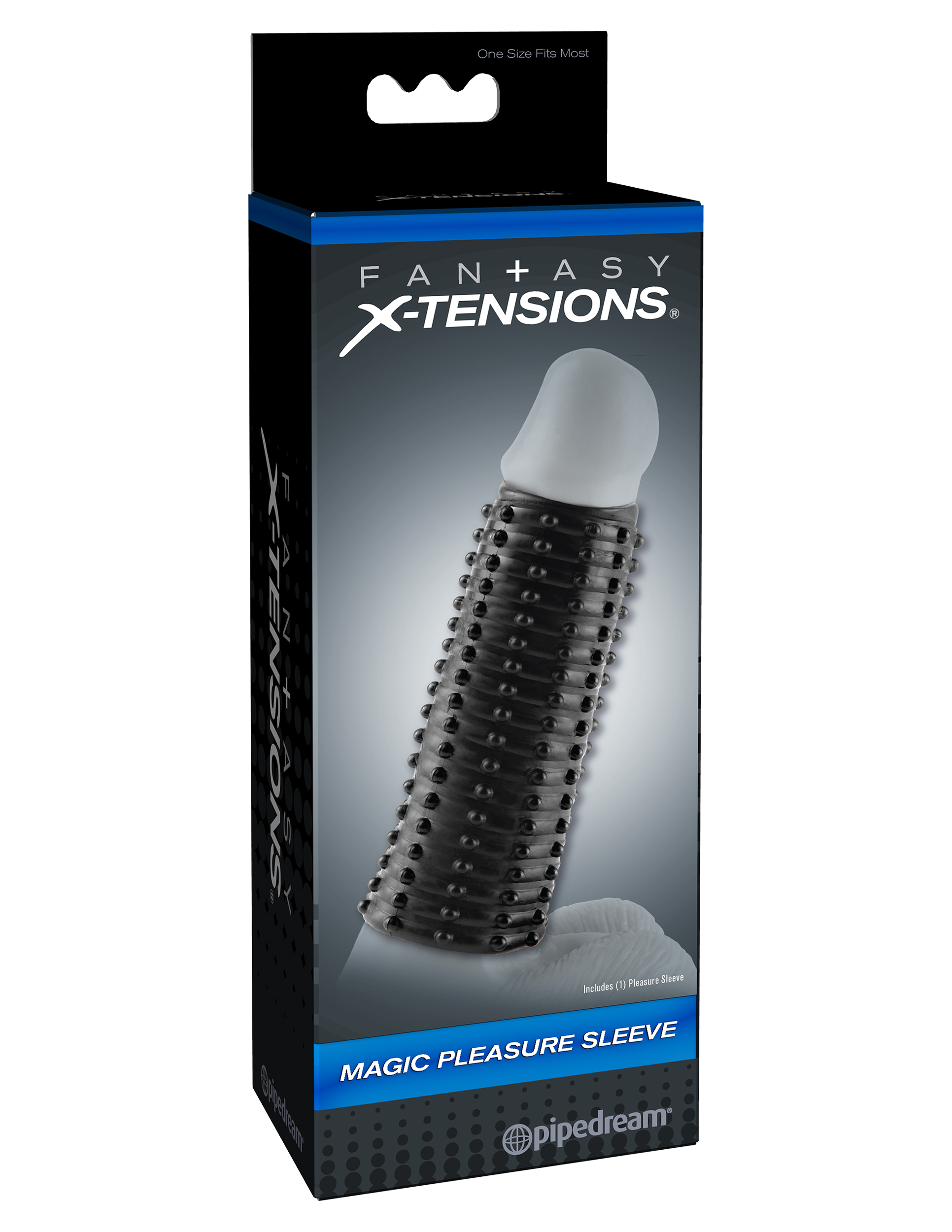 Pipedream - Fantasy X-tensions Magic Pleasure Sleeve Black - Penis Extension & Sleeves - TPE/TPR/Elastomers