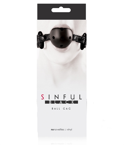 NS Novelties - Sinful Vinyl Ball Gag Black - Bondage & Fetish Toys - Vinyl