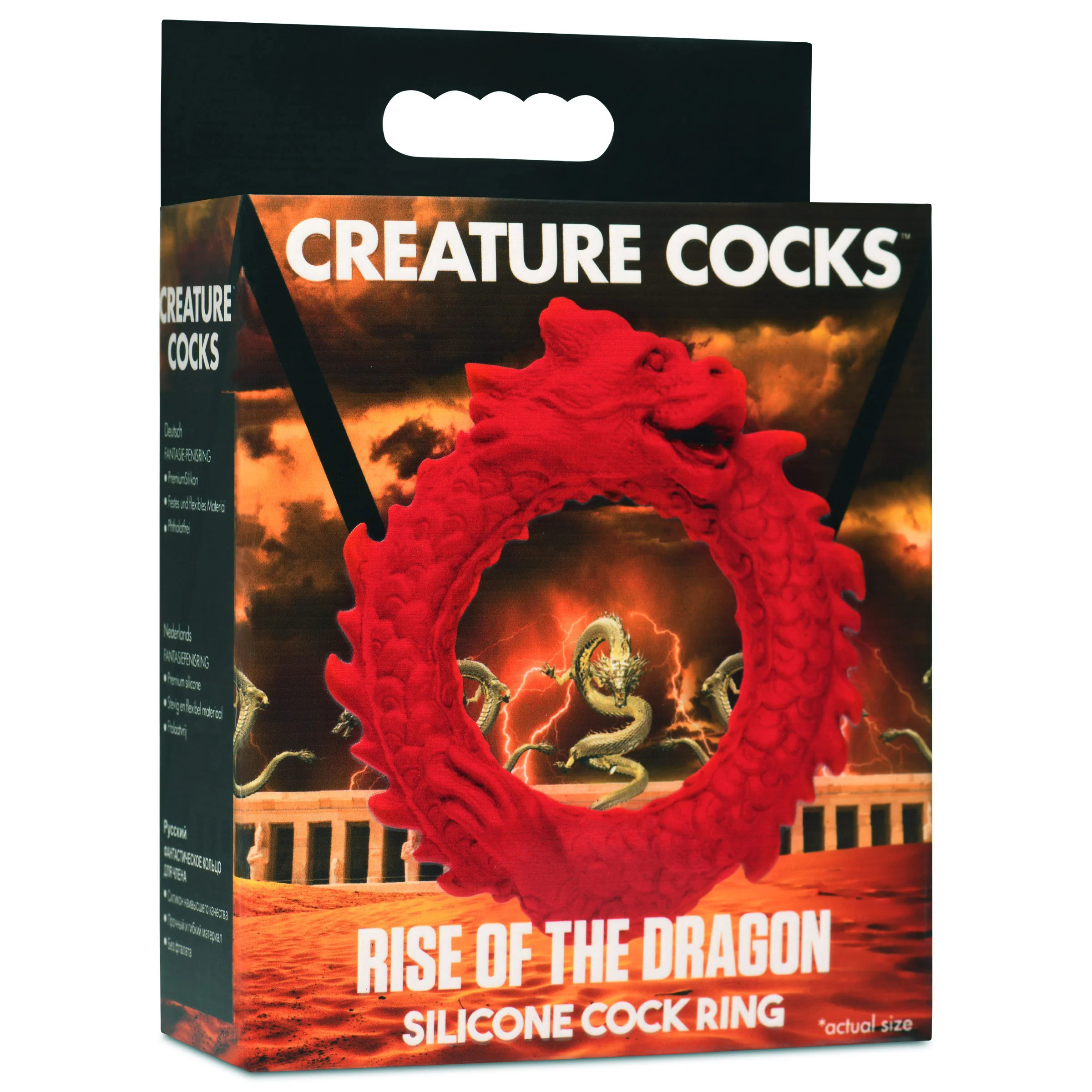 XR Brands - Rise of the Dragon Silicone Cock Ring - Red - Cockrings