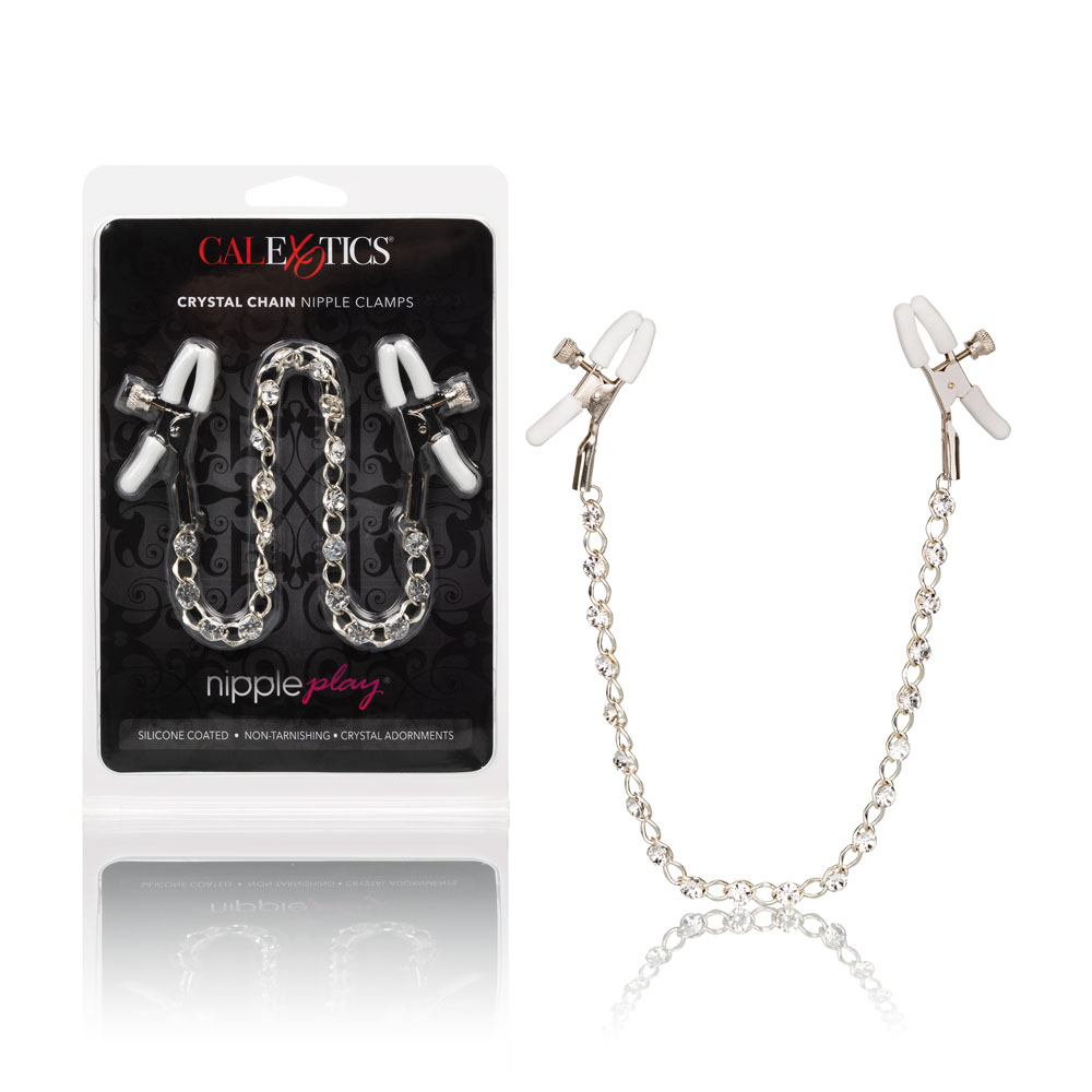 CalExotics - Nipple Play Crystal Chain Nipple Clamps - Body Jewelry (Non Piercing)