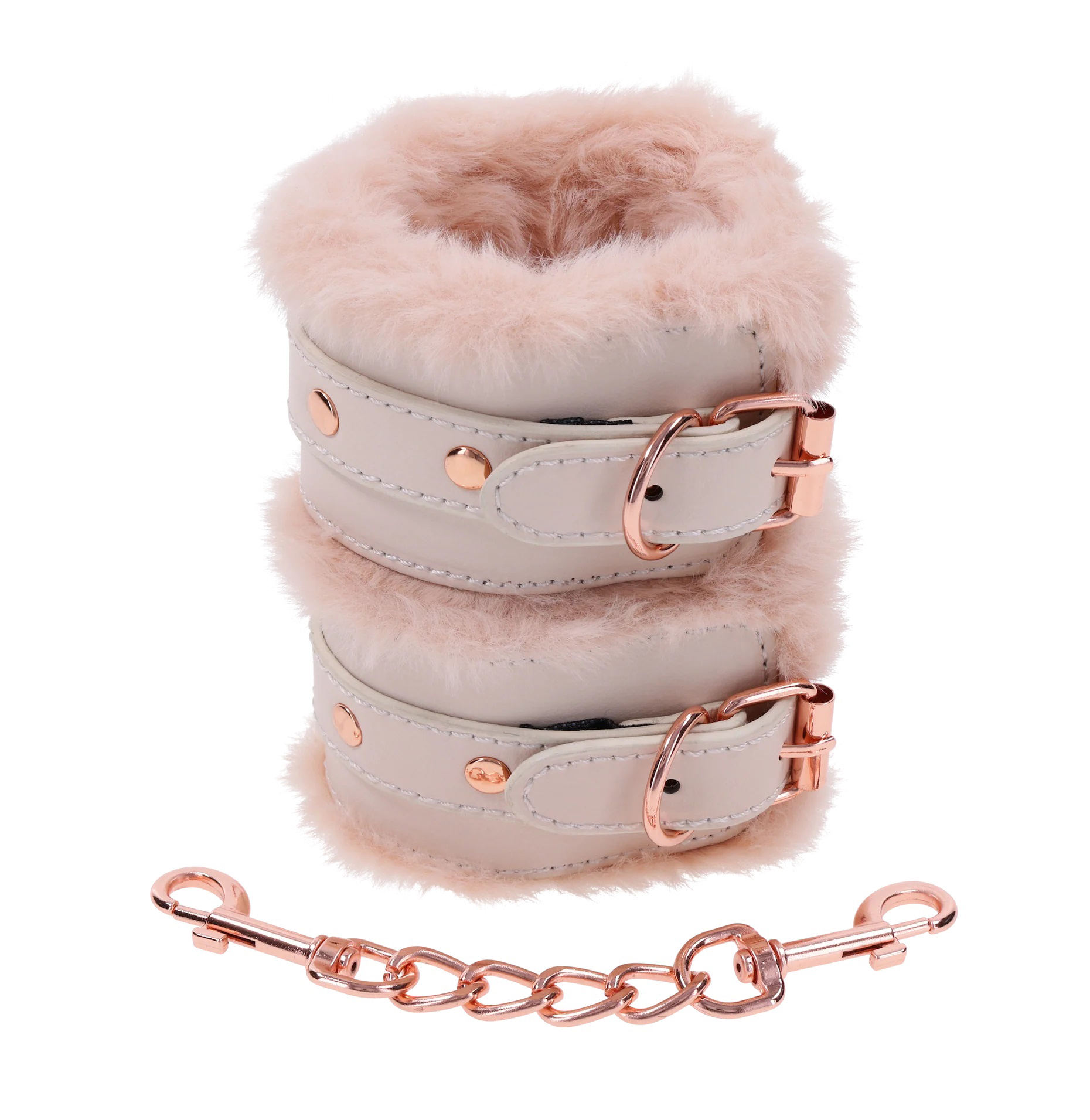 Sportsheets - Peaches ‘N Creame Fur Handcuffs - Pink - Bondage & Fetish Toys