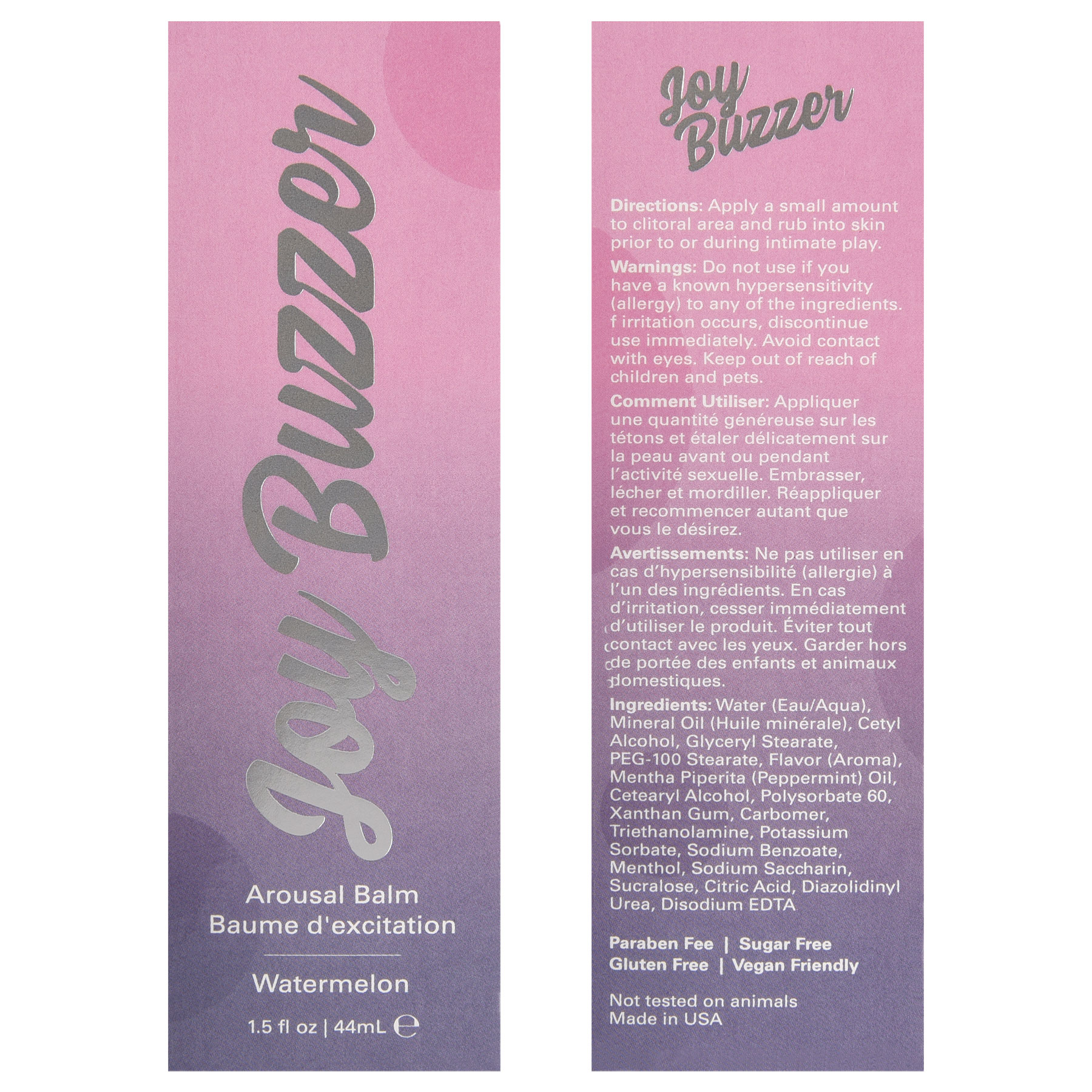 Jelique Products - Joy Buzzer - Watermelon - 1.5 Fl. Oz./ 44ml - Lubricants, Creams & Glides