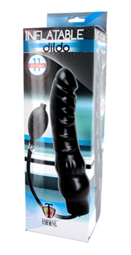 XR Brands - Inflatable 11 Inch Super Dong - Black - Dildos