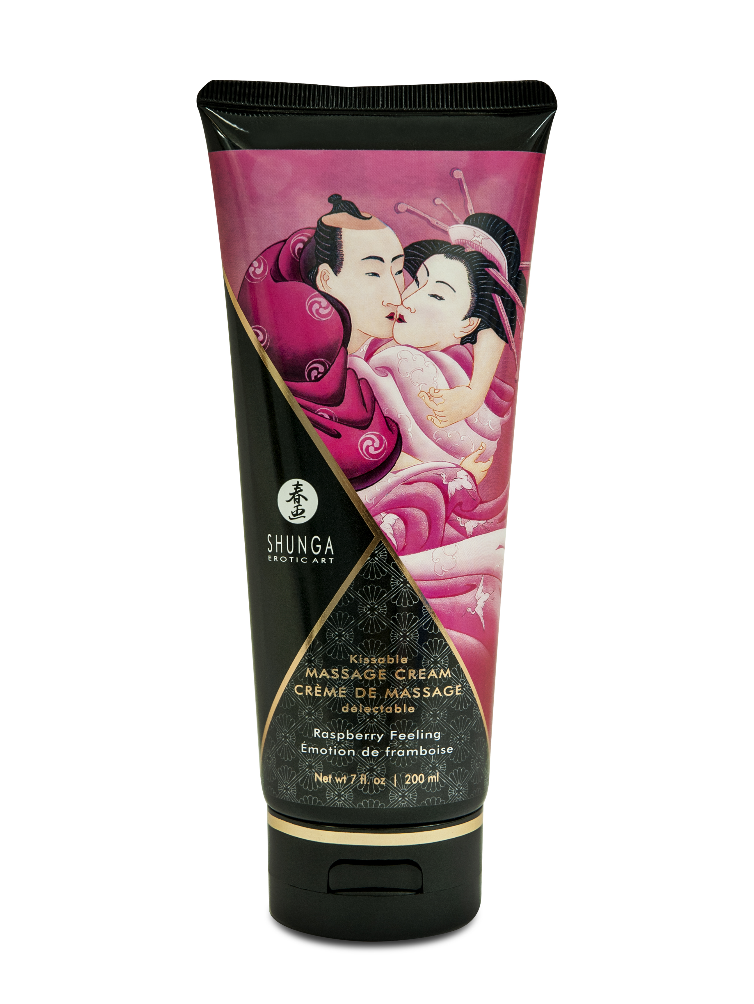 Shunga - Kissable Massage Cream - Raspberry Feeling - 7 Fl. Oz. / 200 ml - Bath & Body