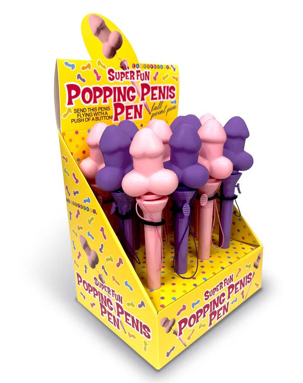 Little Genie - Super Fun Popping Penis Pen - Display of 12ct - Bachelor & Bachelorette Items