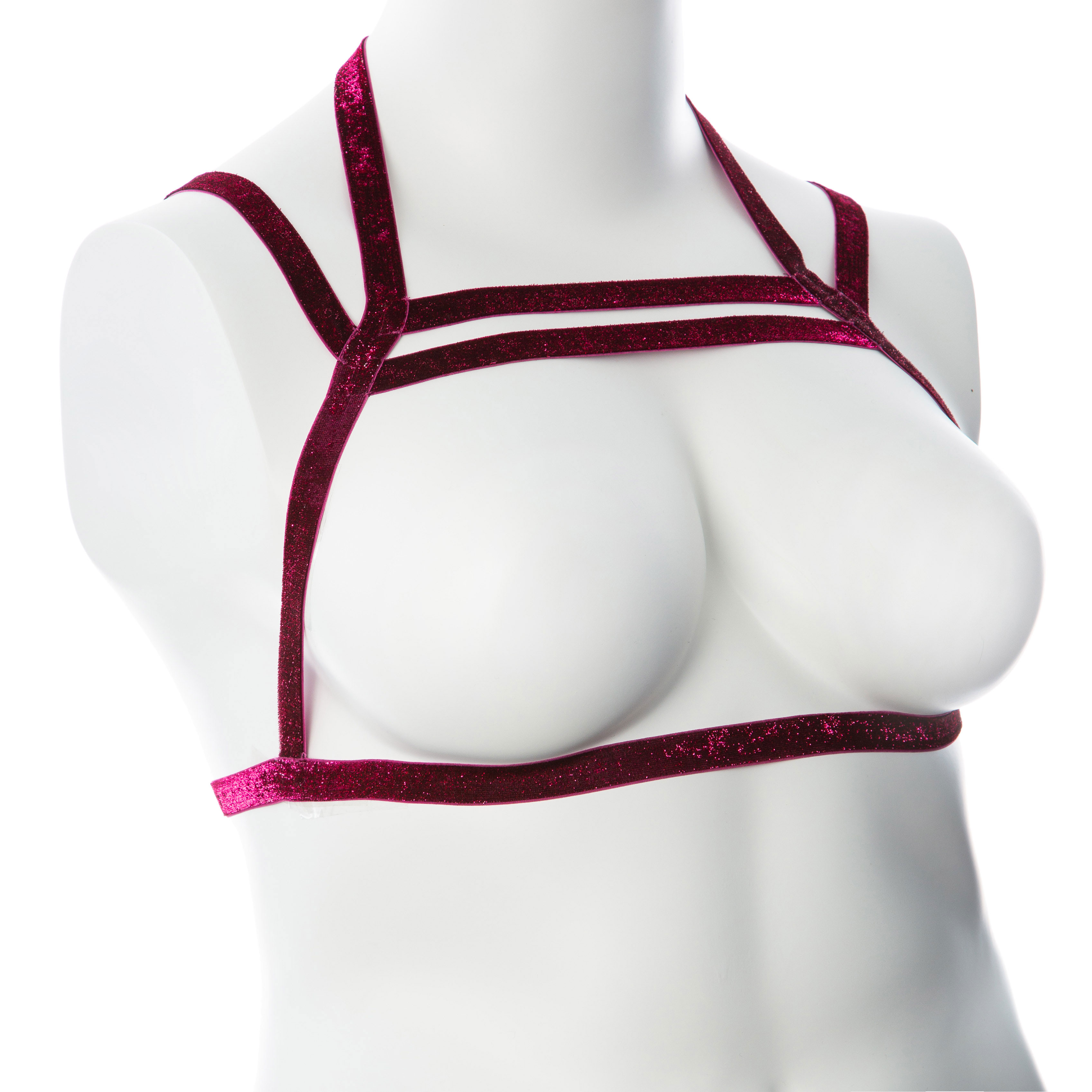 Voodoo Toys - Gender Fluid Sugar Coated Harness - Small/large - Raspberry - Bondage & Fetish Toys