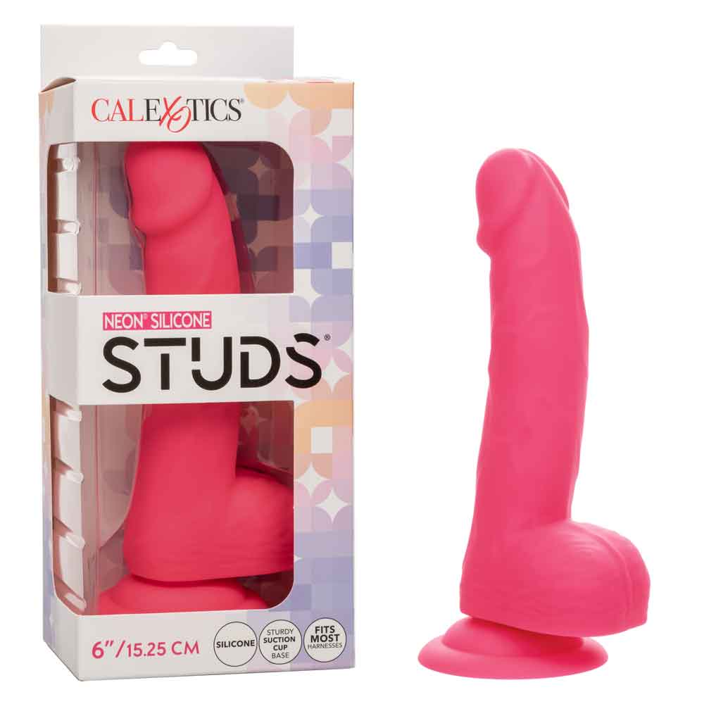 CalExotics - Neon Silicone Studs 6 Inch - Pink - Dildos & Dongs