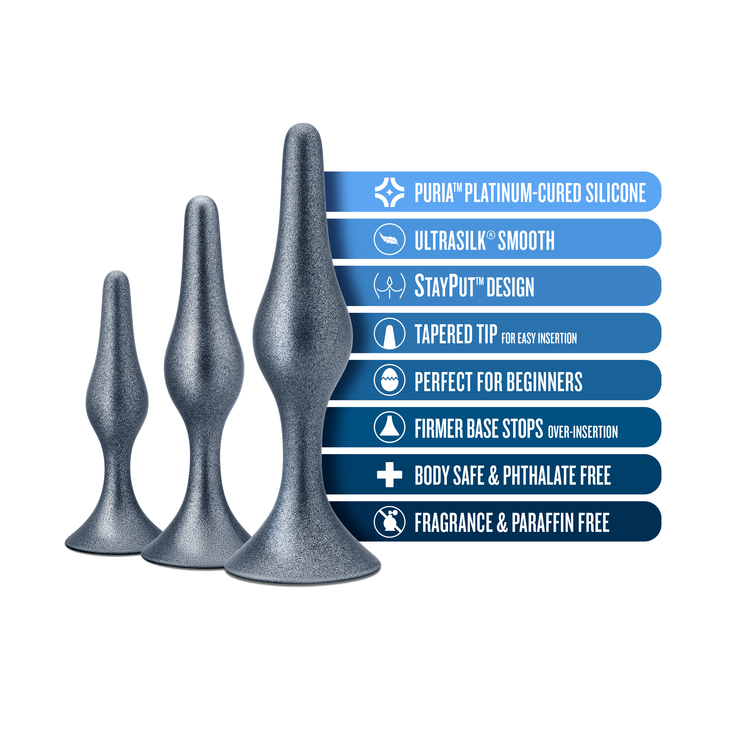 Blush - Anal Adventures Matrix Genesis Plug Kit Stellar Silver - Anal Toys & Stimulators - Silicone