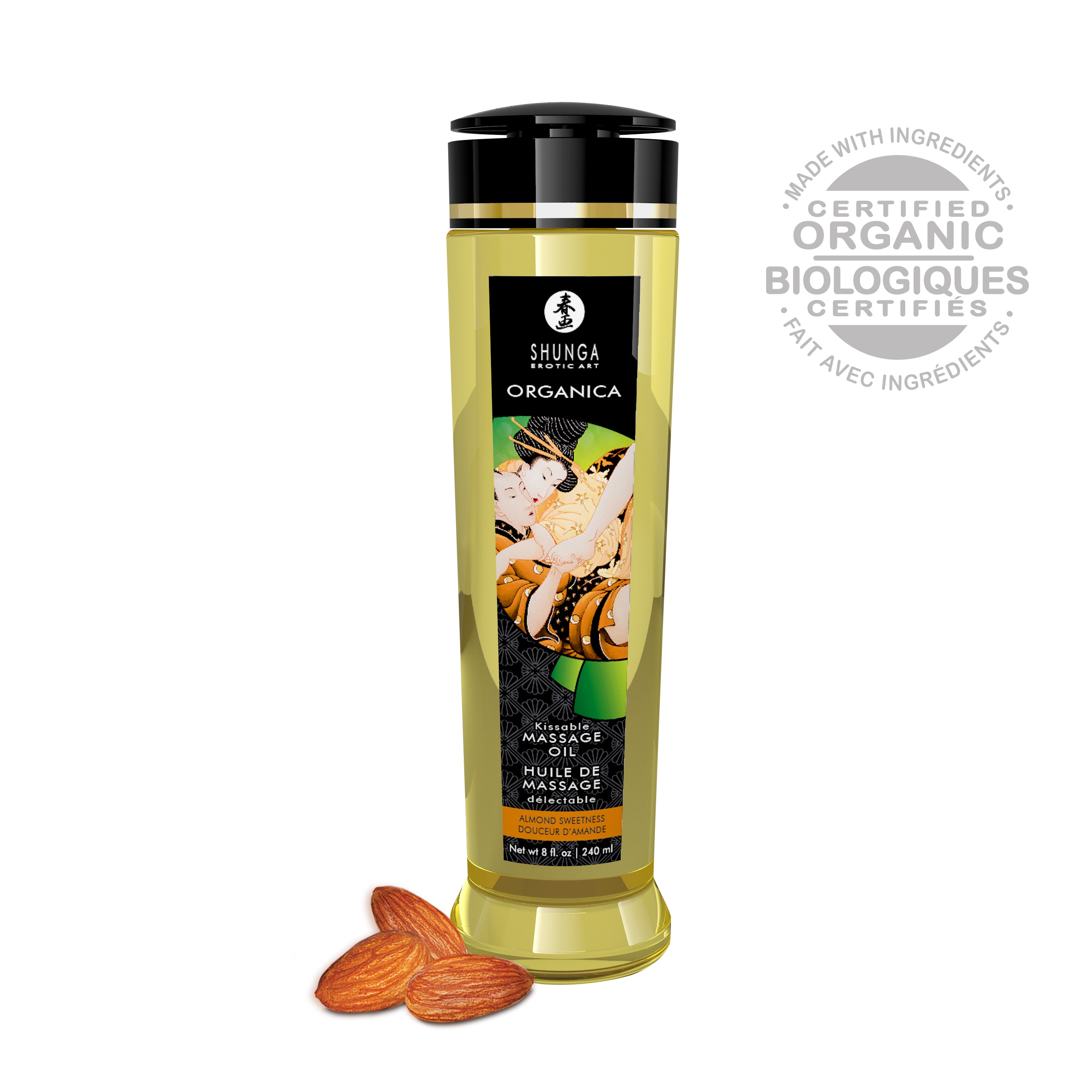Shunga - Organica Massage Oils - Almond Sweetness - 8 Fl. Oz. - Lubricants, Creams & Glides