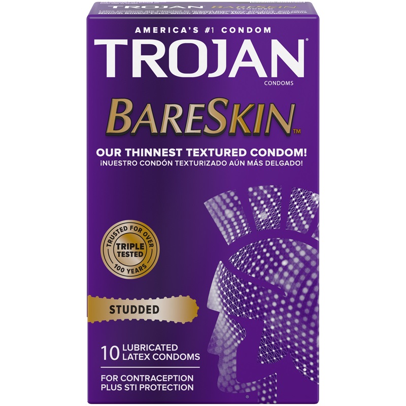Paradise Marketing - Trojan Studded Bareskin - 10 Pack - Condoms