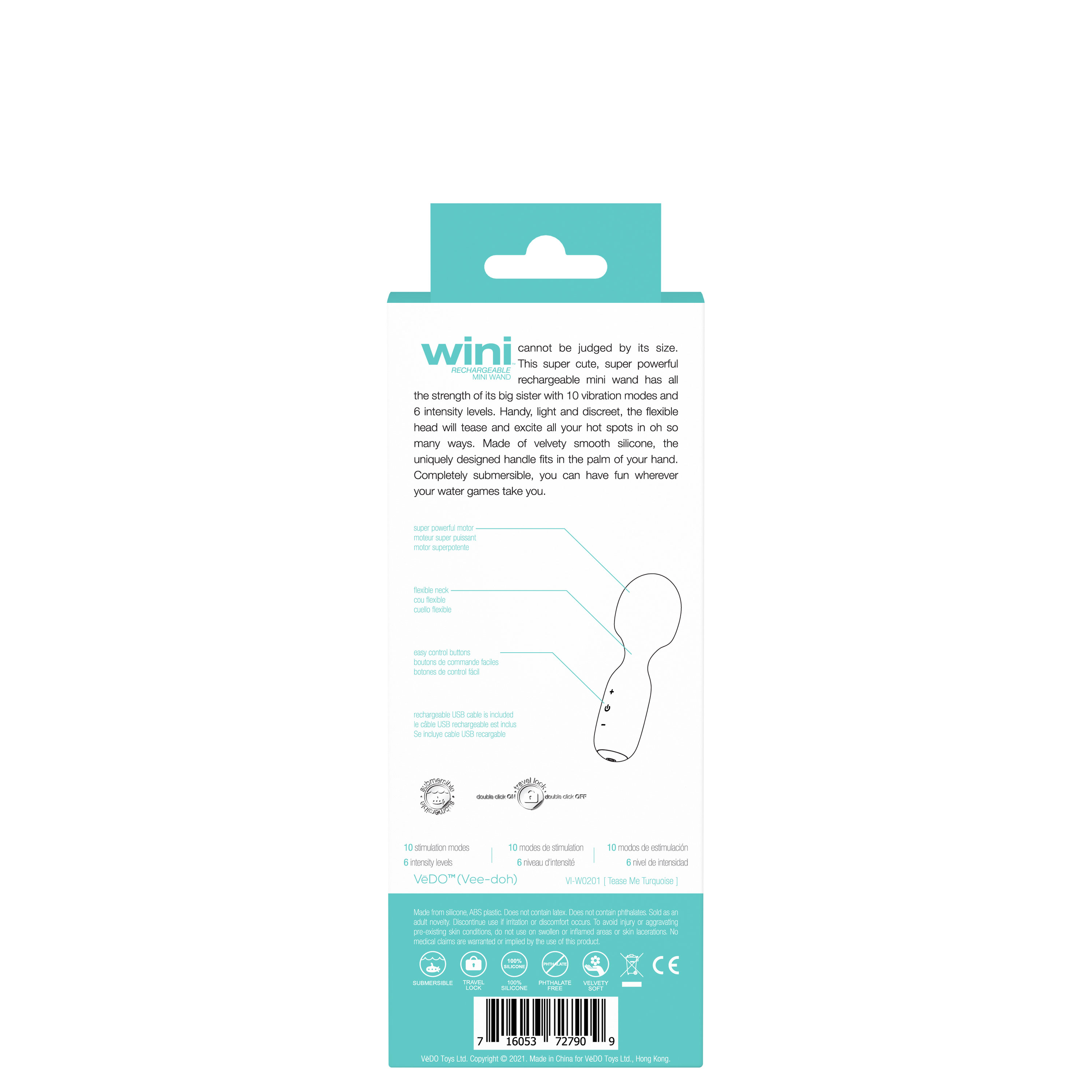 VeDO - Wini Rechargeable Mini Wand - Turquoise - Eco-Friendly
