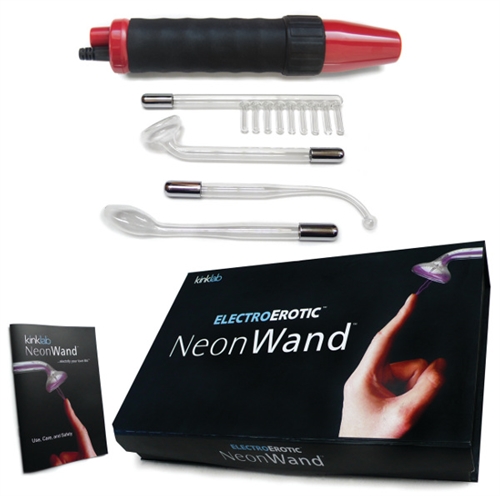 Kinklab - Neon Wand Electrosex Kit - Red and Black Handle Red Electrode - Bondage & Fetish Toys