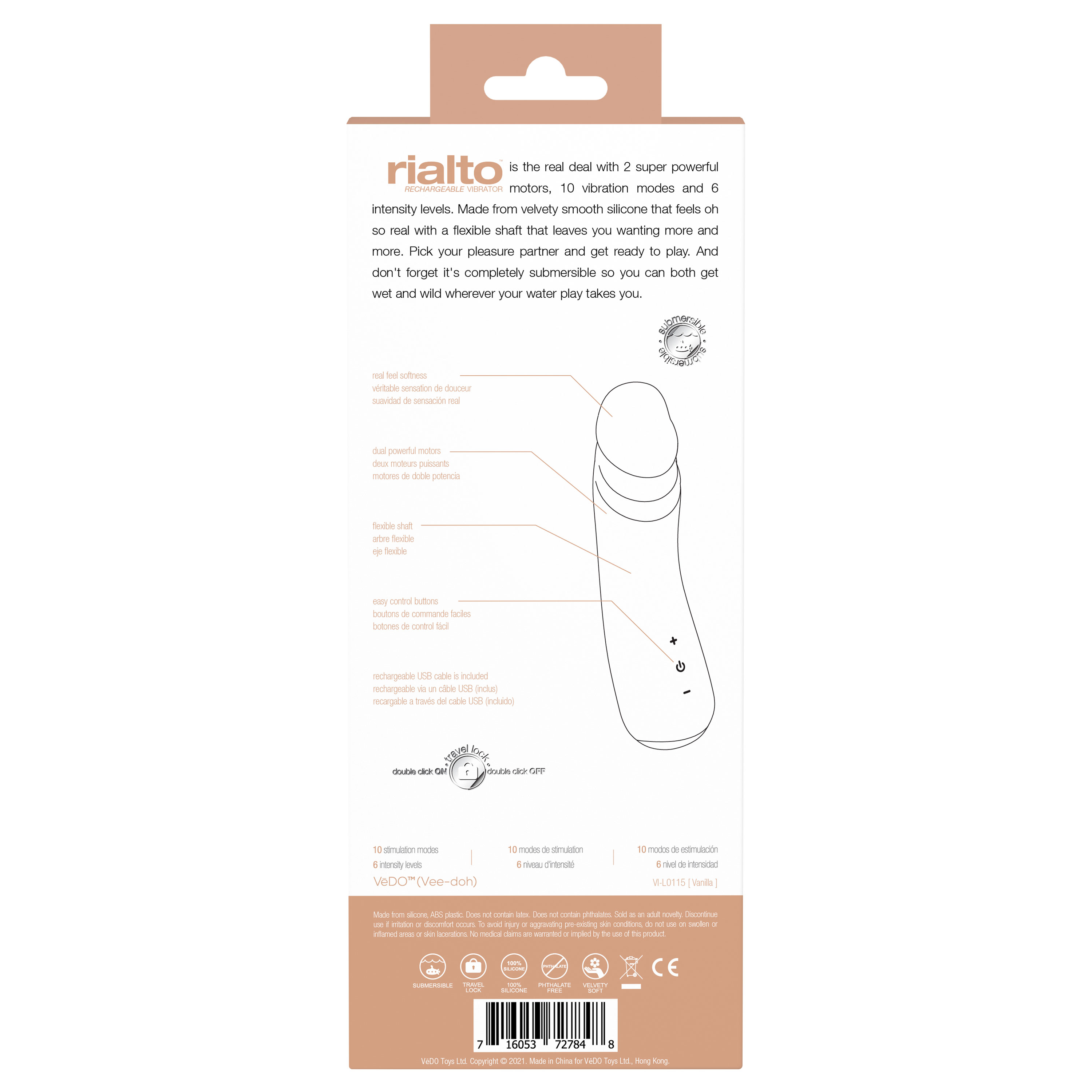 VeDO - Rialto Rechargeable Vibrator - Vanilla - Eco-Friendly