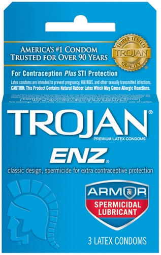 Paradise Marketing - Trojan Enz Armor Spermicidal Lubricated Condoms - 3 Pack - Condoms