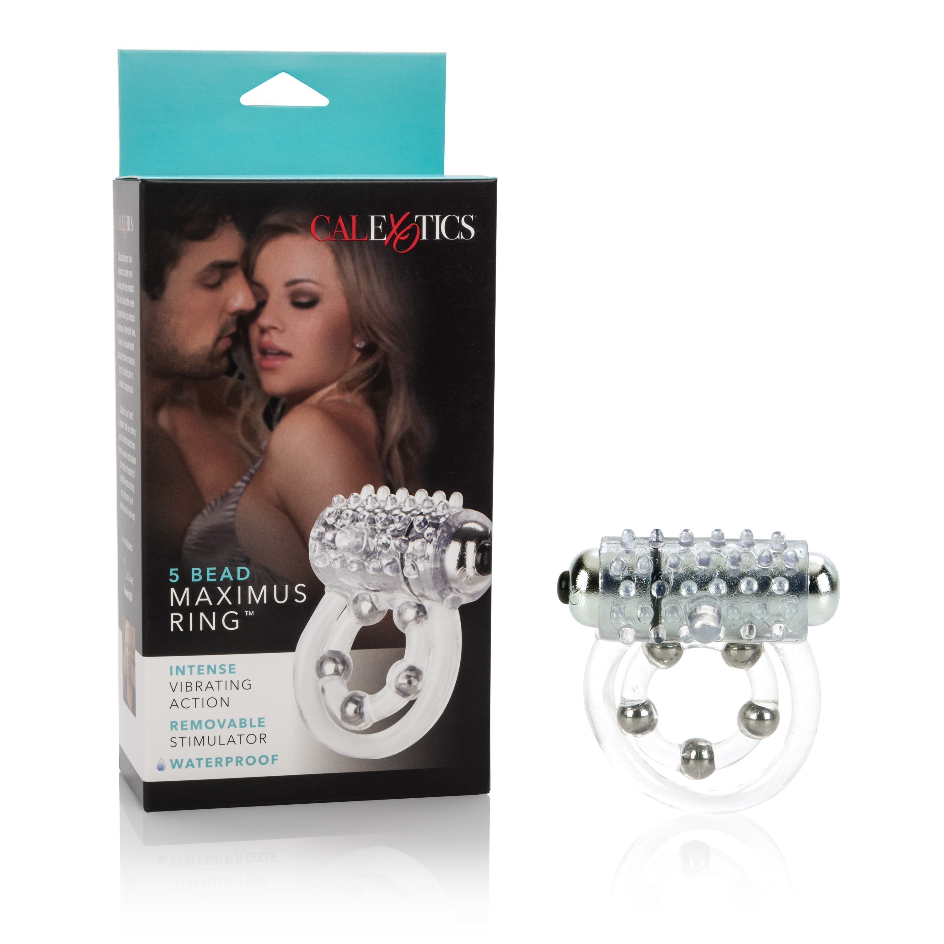CalExotics - Maximus Enhancement Ring 5 Stroker Beads Rechargeable Clear - Cockrings