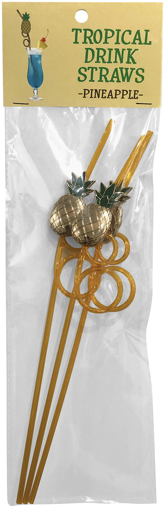 Kheper Games - Tropical Drinking Straws - Pineapple - 3 Pack - Novelties & Games
