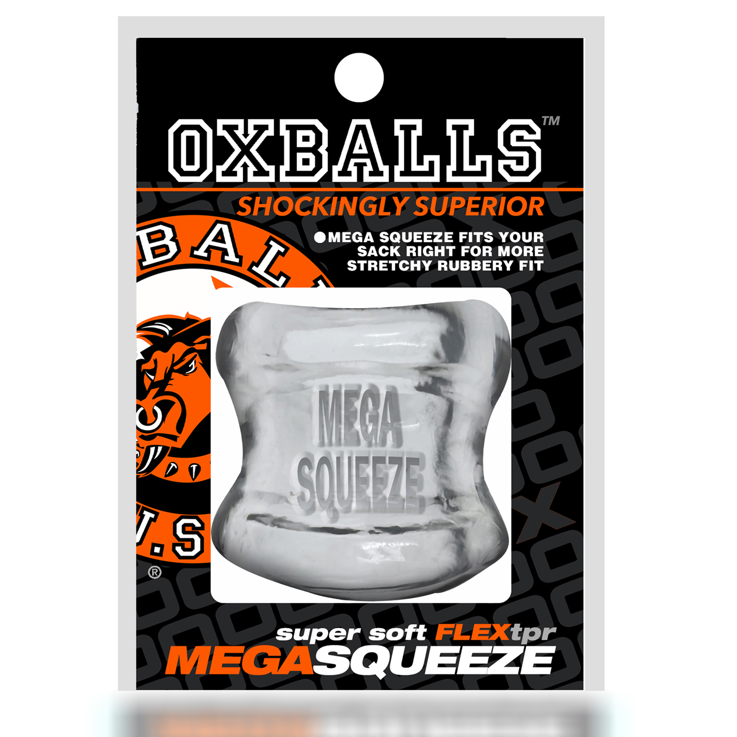 Oxballs - Oxballs Mega Squeeze Ergofit Ballstretcher Clear - Cockrings - TPE/TPR/Elastomers